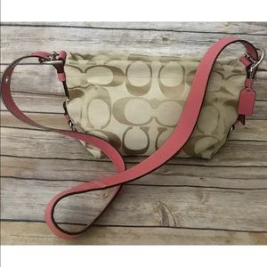 Coach Signature E/W Canvas Leather Bag F5068 Pink